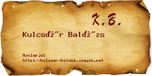 Kulcsár Balázs névjegykártya